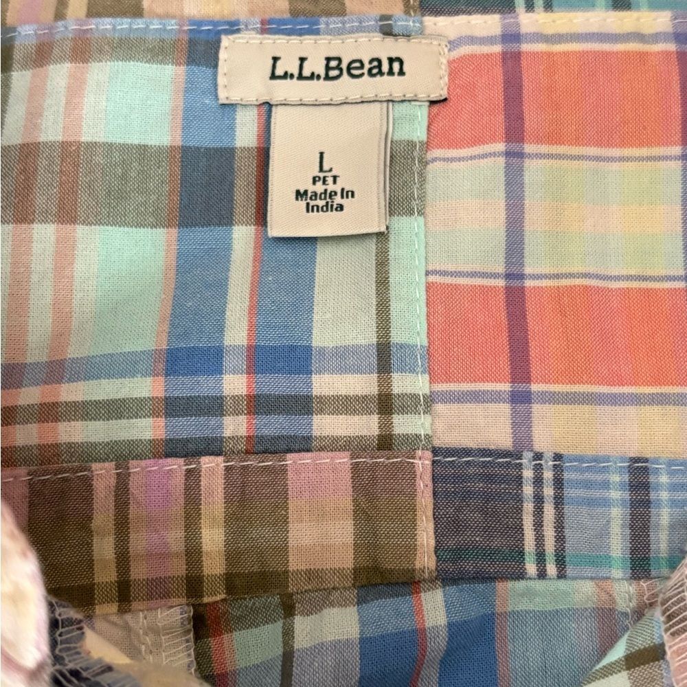 Ll Bean Button Front Top Plaid Patchwork Long Sle… - image 8